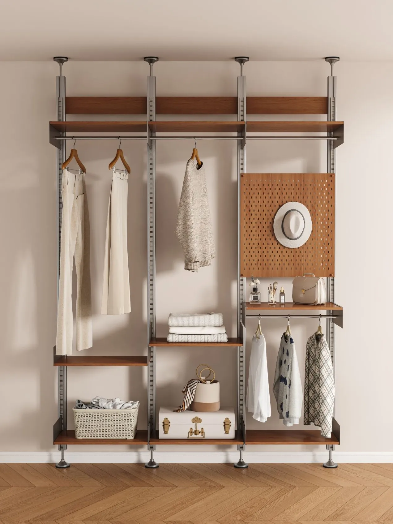Dingtiandi hole plate rack solid wood stainless steel partition screen multi-functional display storage rack display rack