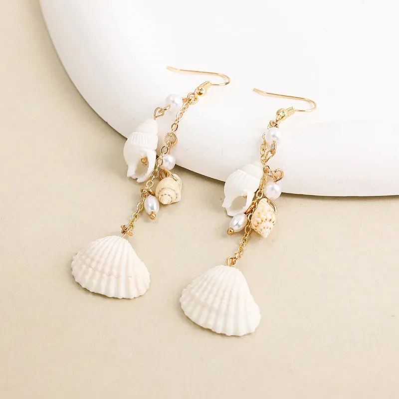 

New Shell Long Earrings Female Creative Personalized Conch Chain Earrings Earrings