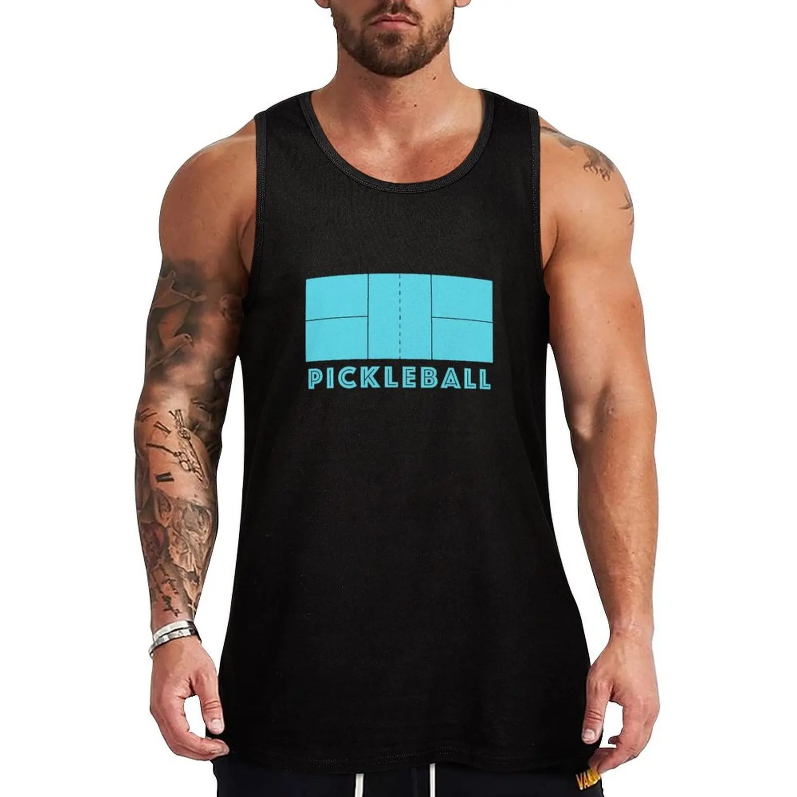 

Pickleball Court Gear Light Blue Tank Top T-shirt male sleeveless vest men t-shirt for men singlet for men