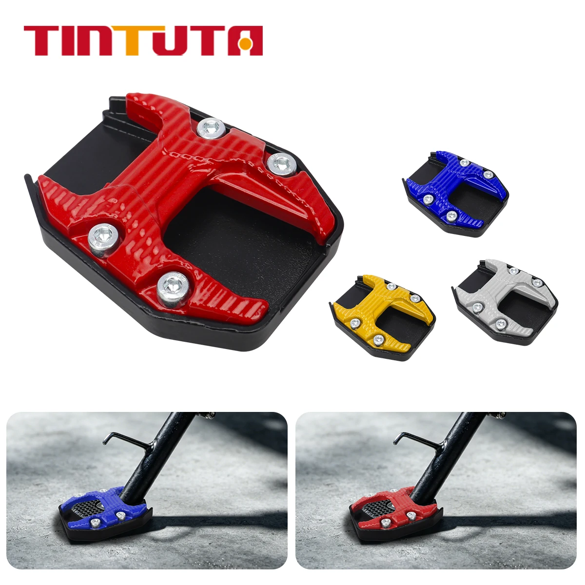 Universal Scooter Motorbike Accessories Side Stand Foot Extension Cover Enlarger Plate Aluminum Alloy Motorcycle Bike Kickstand