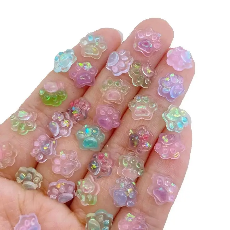 50Pcs New Cute Mini 8*9mm Shiny Cat Claw Series Resin Flatback Manicure Ornament Jewelry Making Hairwear Accessorie