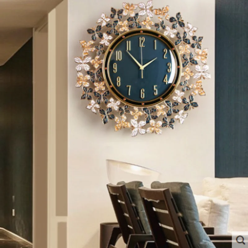 

Enamel Butterfly Wall Clock Home Decoration Fashion European Light Luxury Creative Art Wall Decoration Living Room Decoration