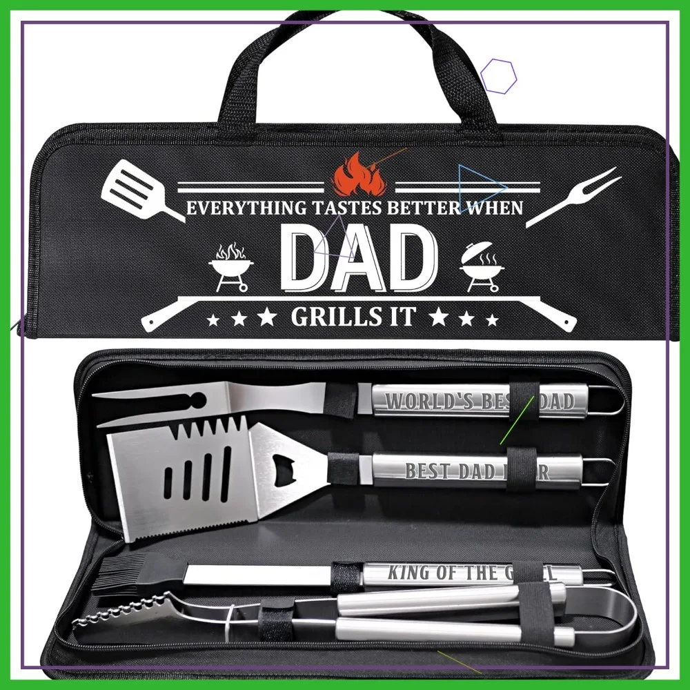 

Heavy Duty Stainless Steel Grill Set with Aluminum Case, Perfect BBQ Tools for Outdoor Cooking and Gifting