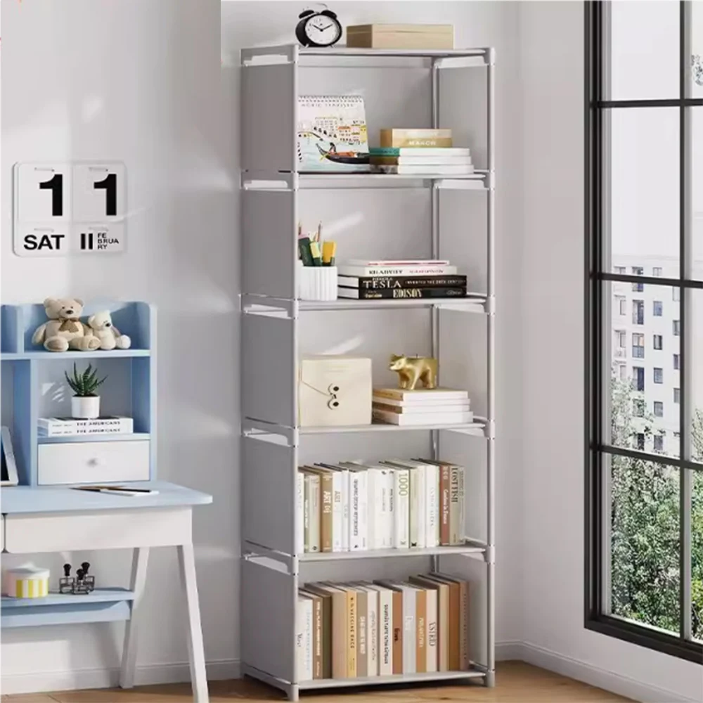 Simple Bookshelf Home Floor Standing Storage Cabinet Multi Environment Dust-proof Book Combination Multi-layer Storage Rack