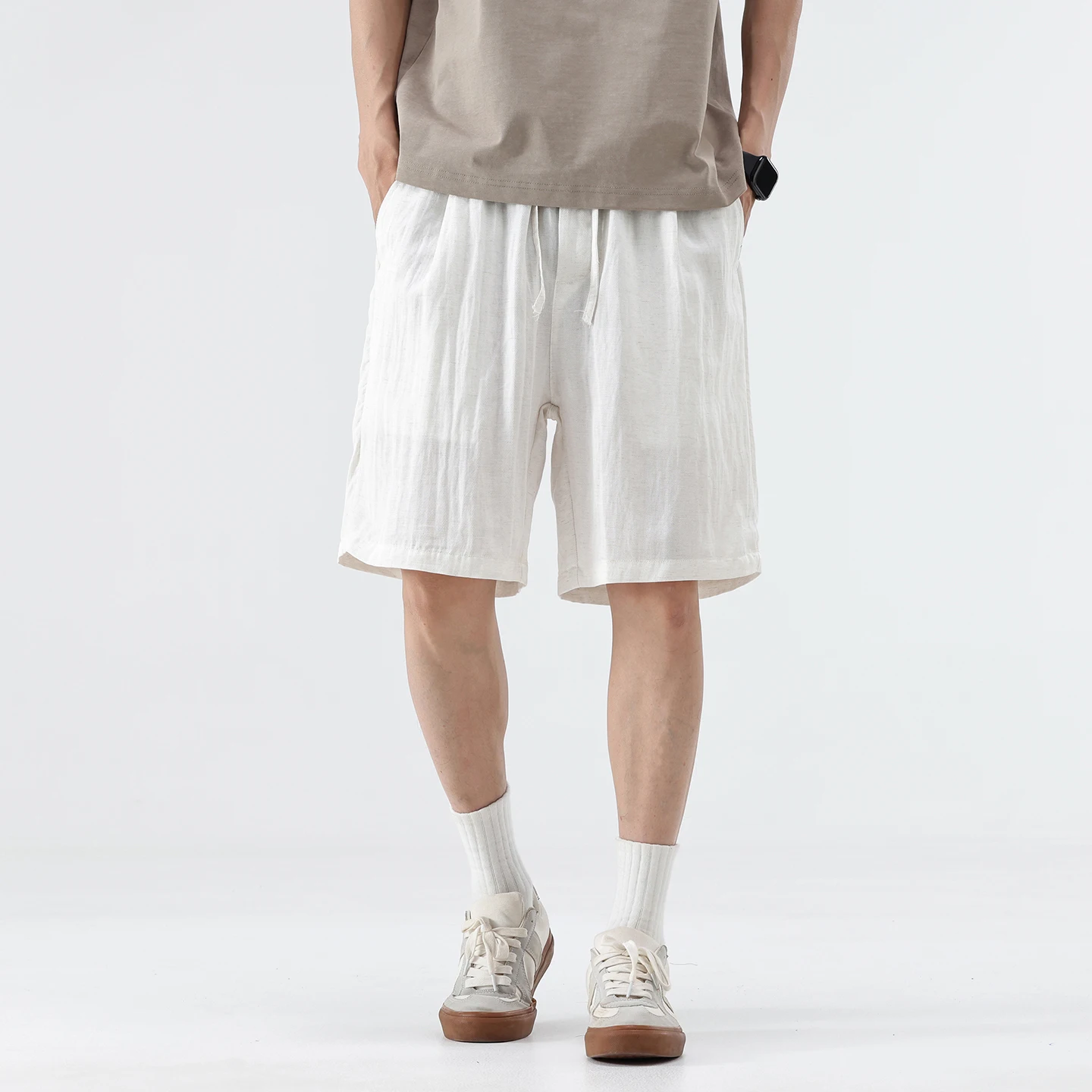Men's Summer Lyocell Linen Shorts Candy Color Holiday Beachwear Man Sport Simple Casual Slim Fit Harajuku Soft Thin Shorts Pants