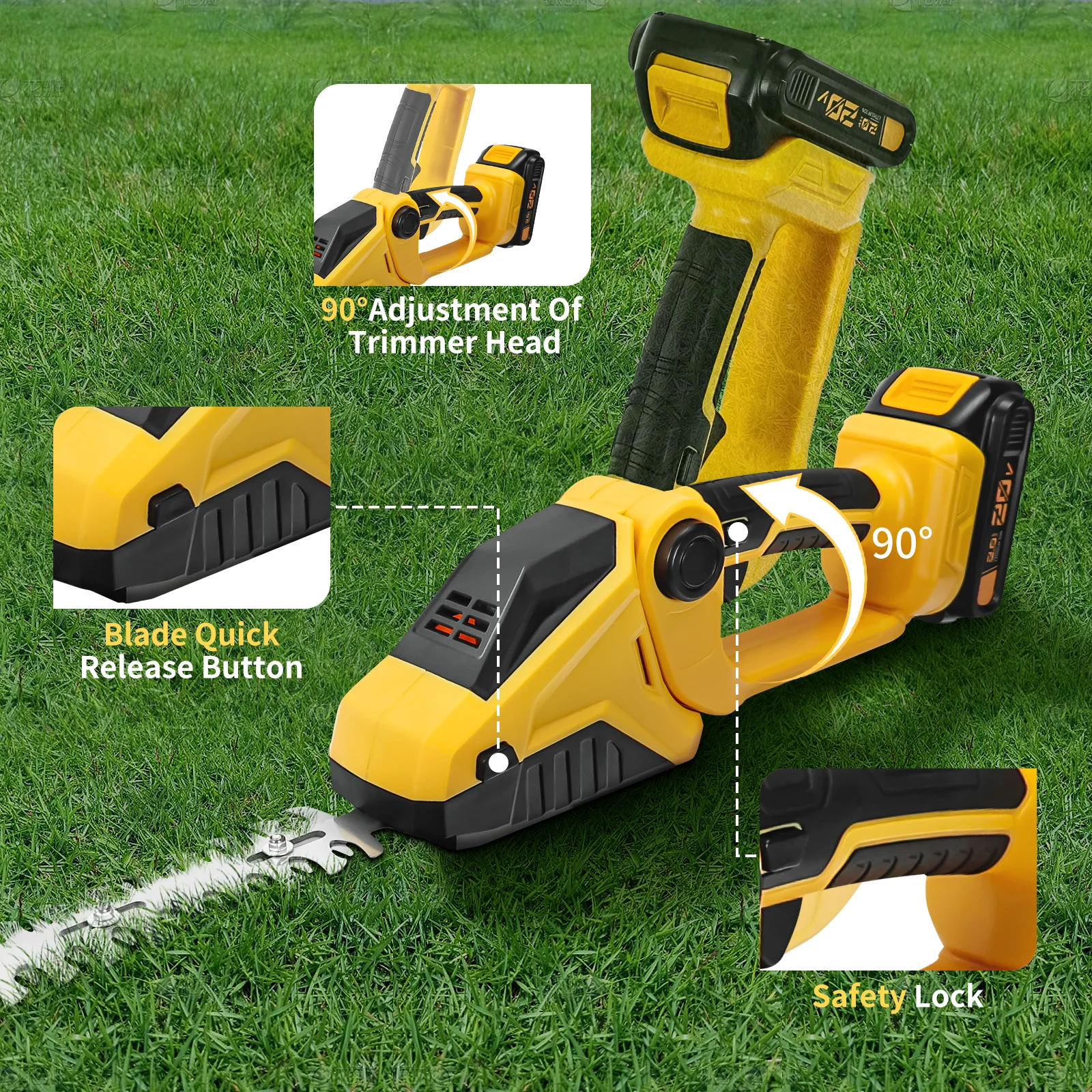 Cordless Electric Hedge Trimmer for Dewalt 20V Battery Shrub Trimmer Grass Shears Handheld Grass Cutter Hedge Shear (No Battery)