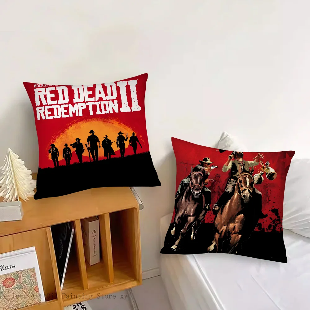 Red Dead Redemption Game Pillow Case Fashion Square Pillowcase Bedroom Sofa Room Ins Decoration Leisure Cushion Cover 40x40