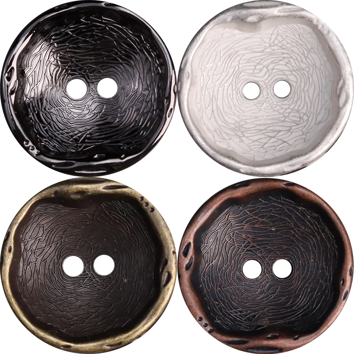 Two Hole Bowl Odd Shape Metal Button For Clothing Designer MUKU Red Bronze Black Silver Mens Jacket Coat 25mm Large Shiny