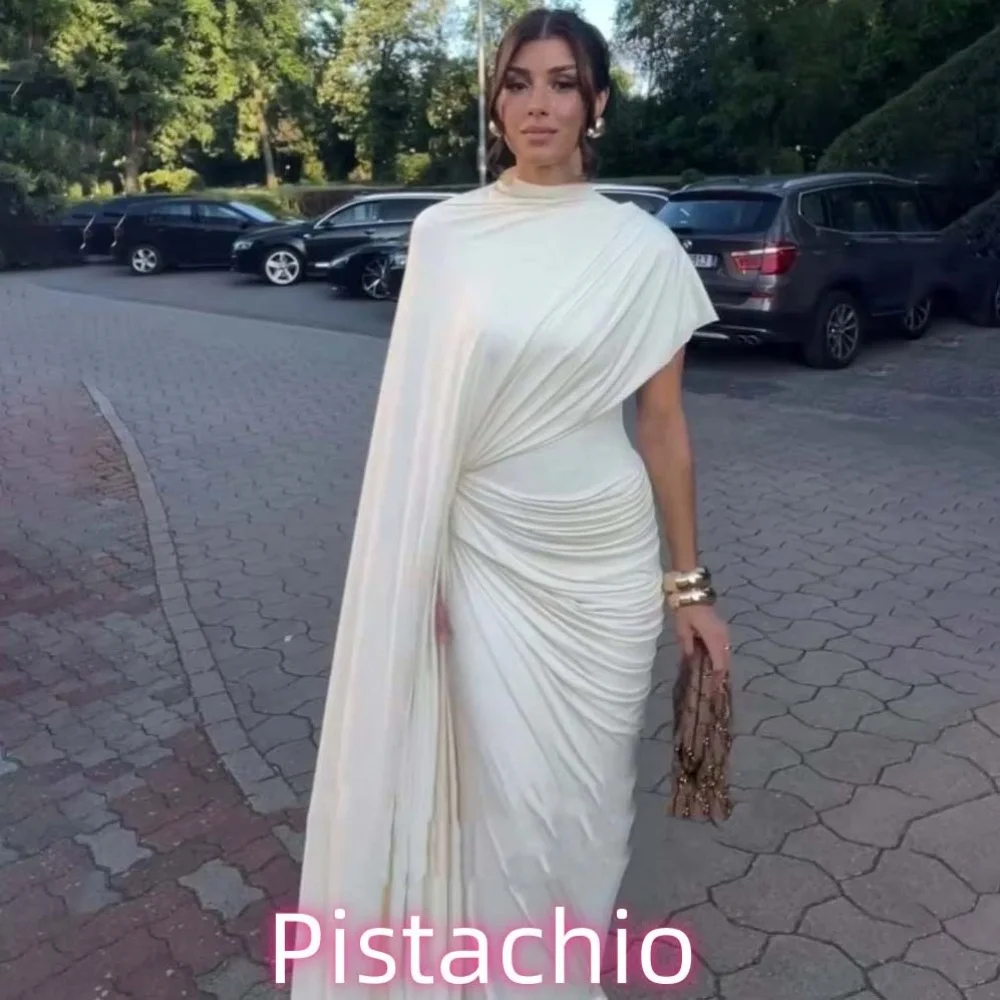 

Customized Exquisite Satin Women Prom Dress Charming Short Sleeve Floor Length evening dresses Ruffles Party Gown luxury 2025