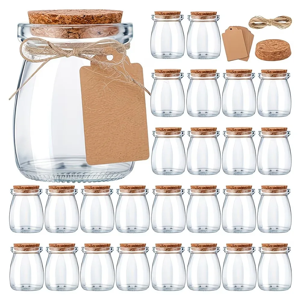 100ML Pudding Glass Bottle with Lid Clear Jars for Yogurt Jam Honey Home Kitchen Baking Accessories Gift Mini Transparent Bottle
