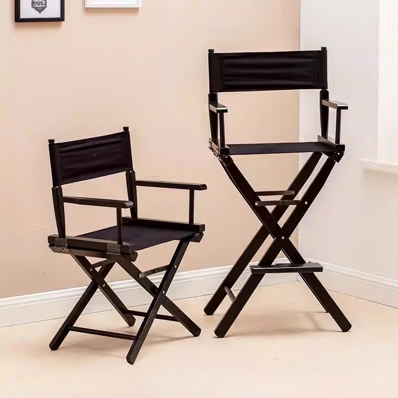 Director's Solid Wood Folding Chair Canvas Portable Chair with Backrest Quick-Fold Frame