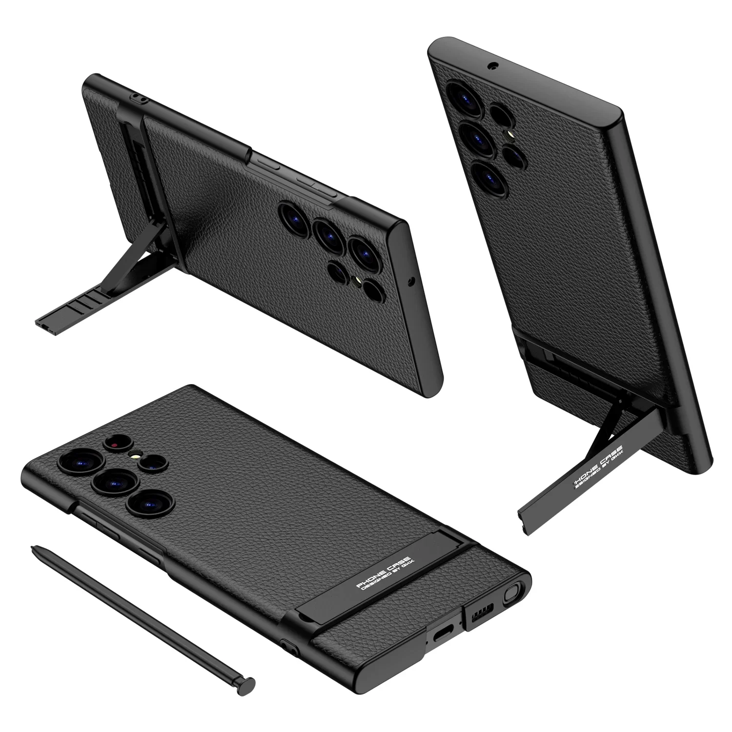 携帯電話用の耐衝撃性合成皮革ケース,携帯電話用の高級ケース,ホルダー付き,Samsung Galaxy s24 ultra