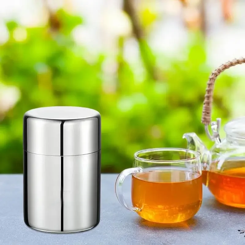 

304 Stainless Steel Tea Canister Food Coffee Sugar Storage Box Portable Airtight Lid Tin For Loose Tea Kitchen Supplies