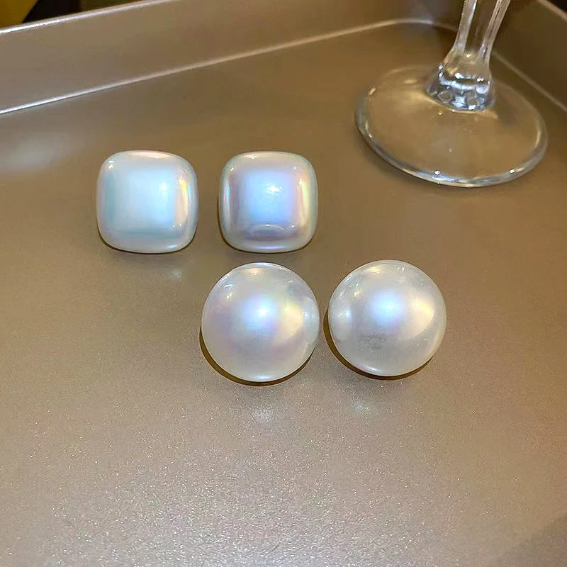 Big Simulated Pearl Earrings Temperament Simple White Statement Earrings For Women Korean Earrings Jewelry Gift