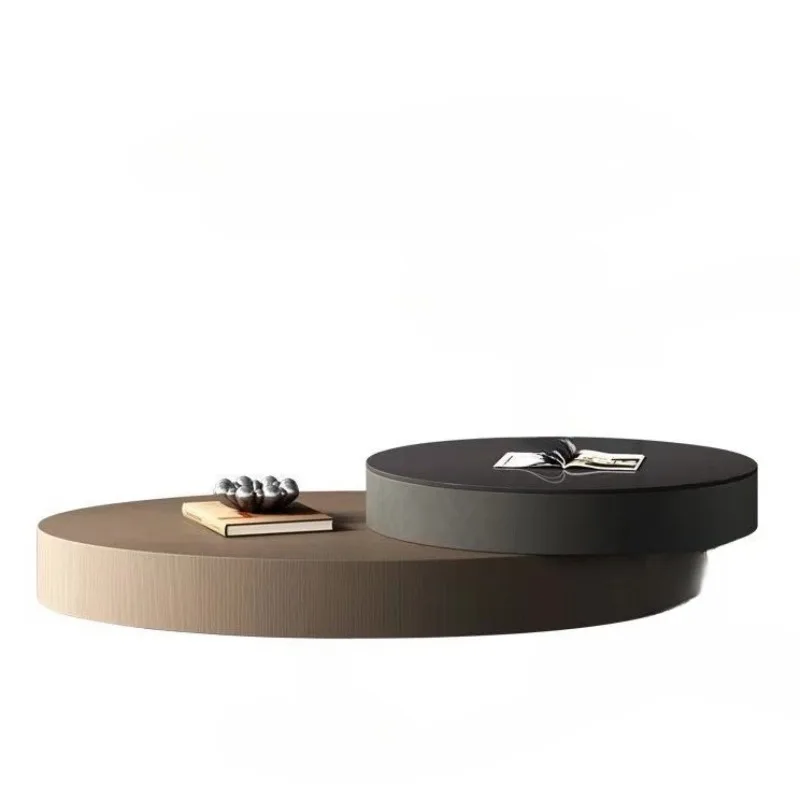 Minimalist oval rotating coffee table modern simple light luxury glass living room table