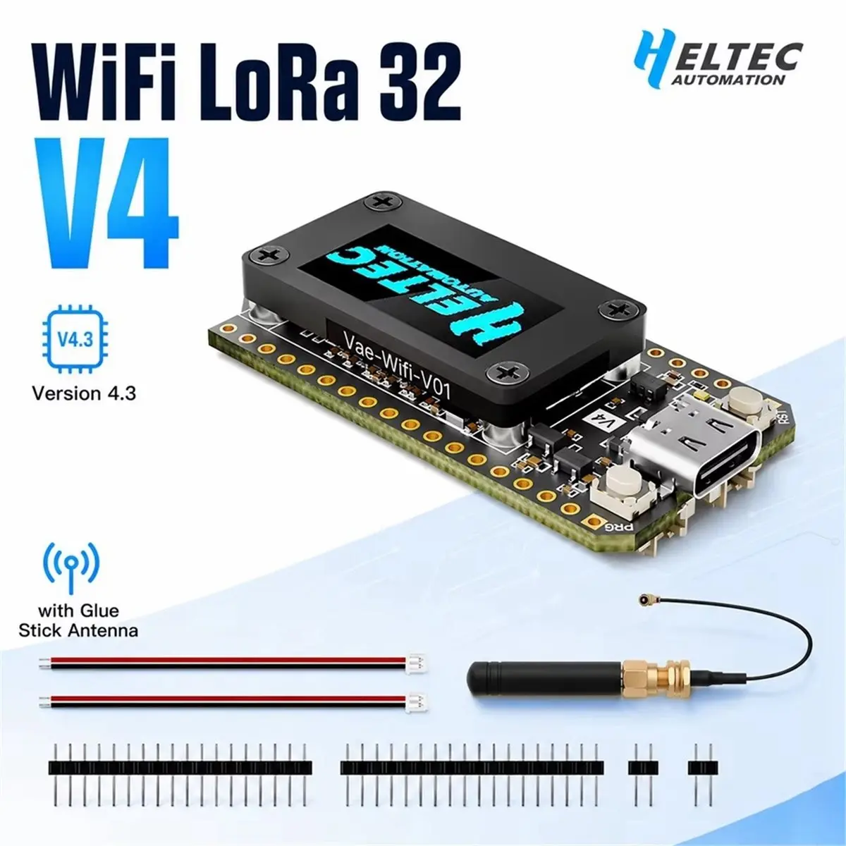 Heltec Meshcore Meshtastic V4.3 GPS SX1262 0.96inch OLED Solar Powered Dev-Board Mesh Network WiFi LoRa BLE 28dBm A