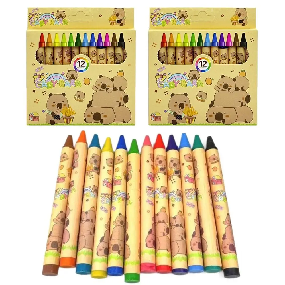 

12Pcs New Capybara Crayon Cartoon Anime Student Graffiti Pen Twelve Colors Painting Pen Stationery Gifts
