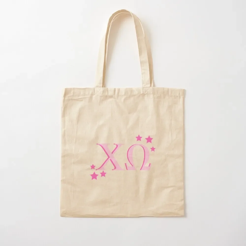 

Pink Chi Omega with Stars Tote Bag shopper bags for women Candy bags reusable shopping bag Tote Bag