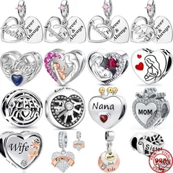 2024 New 925 Sterling Silver Mom Wife Sisters Family Pendans Bead Diy Fit Original Pendant Charm Bracelet Necklace Women Jewelry