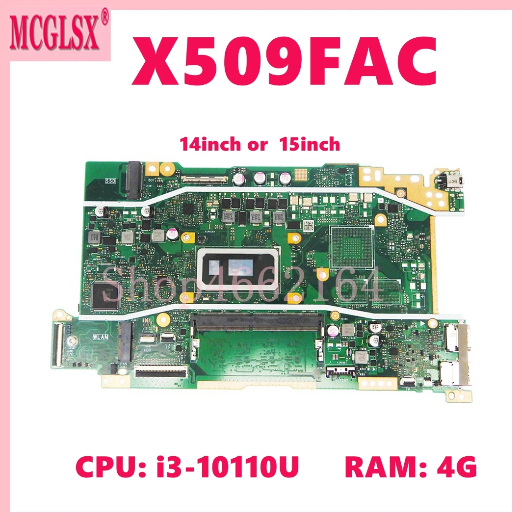 X509FAC with i3-10110U CPU 4GB-RAM Laptop Motherboard For ASUS VivoBook X509FAC X509FA X415FA X515FA X415F X515F Mainboard DDR4