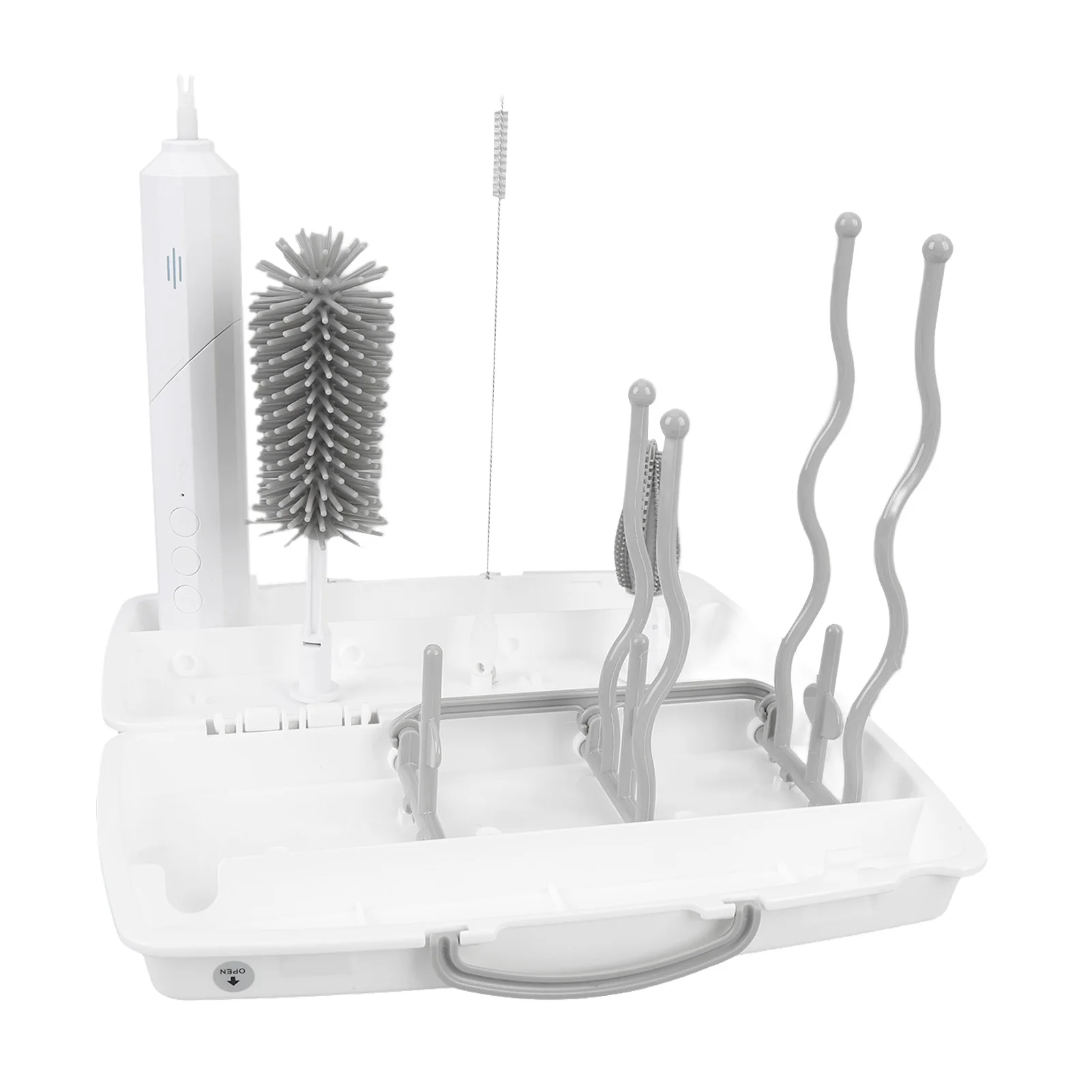 

Набор электрических щеток для бутылок с 3 скоростями, 2 сменными насадками, перезаряжаемый, с подставкой для сушки