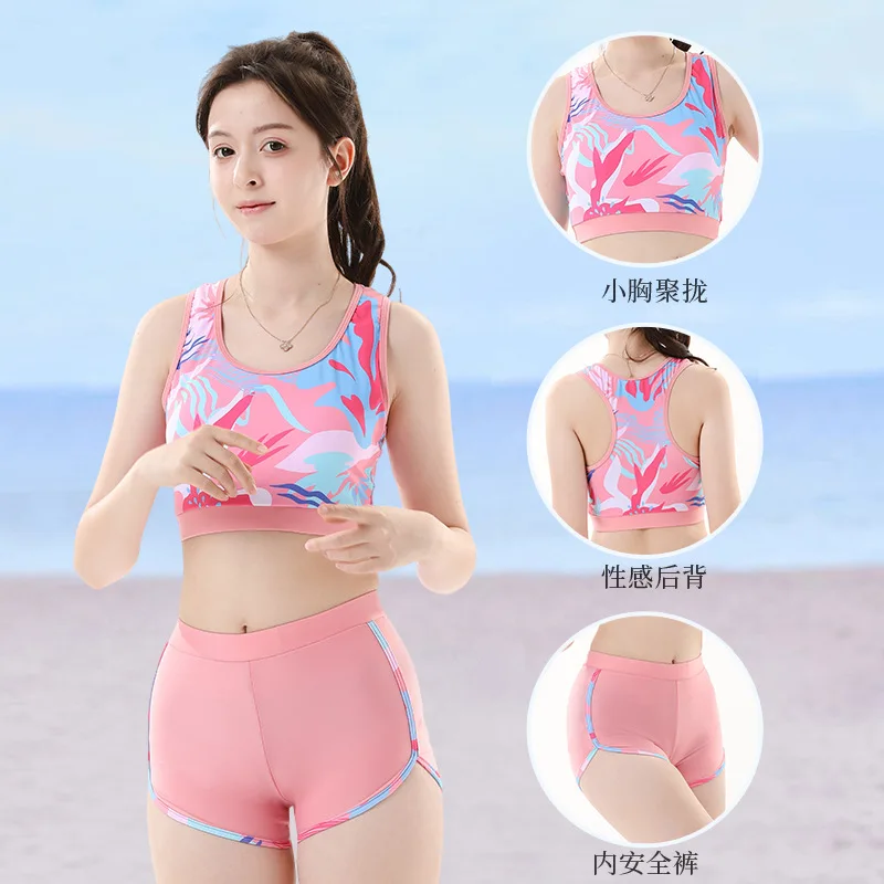 Women's 2026 Summer Modest Swimwear, Tummy Control Slimming 3-Piece Skirt Split Bathing Suit