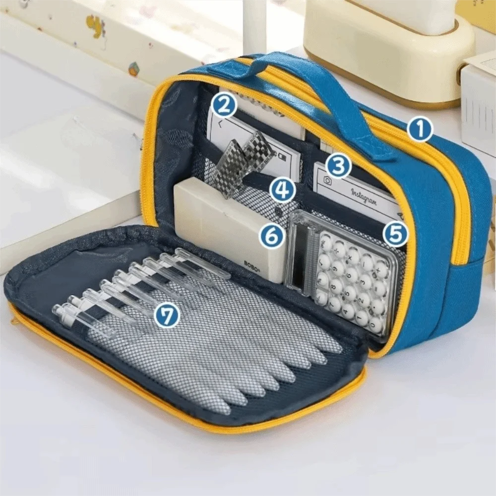 

Fashion Multi Layer Pencil Case Zipper Large Capacity Pencil Pouch Aesthetic Desktop Storage Stationery Storage Bag Women