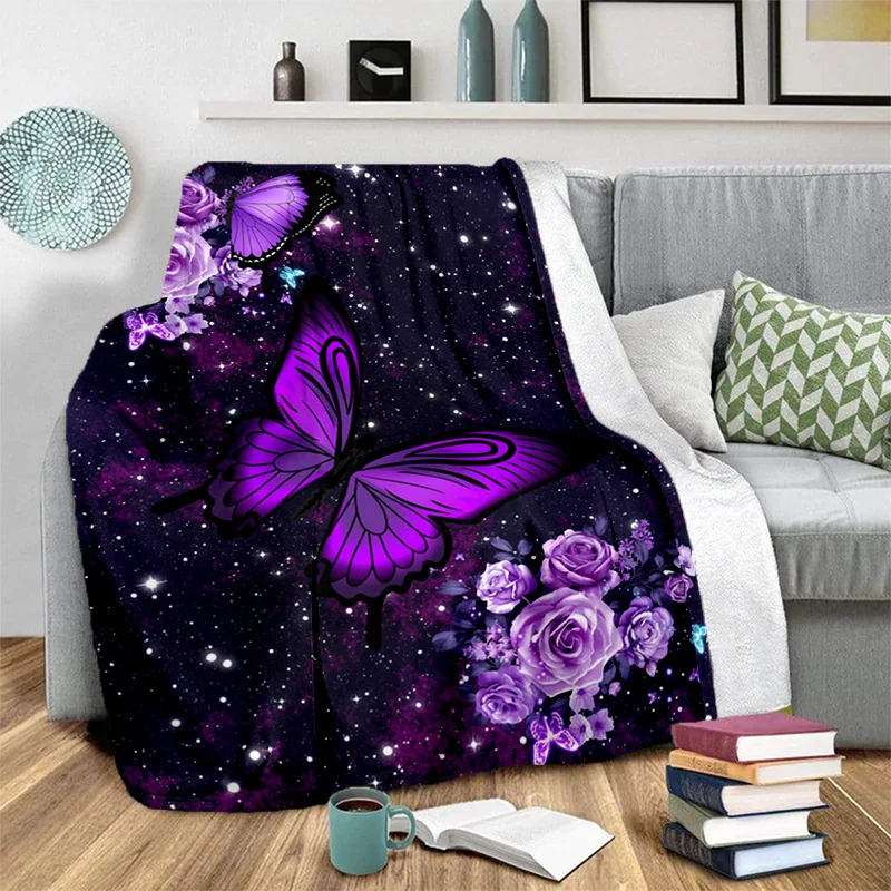 

Butterfly Flower Blanket Suitable for Women's Birthdays Valentine's Day Mother's Day Sofa Bed Household Cashmere Blanket Gifts