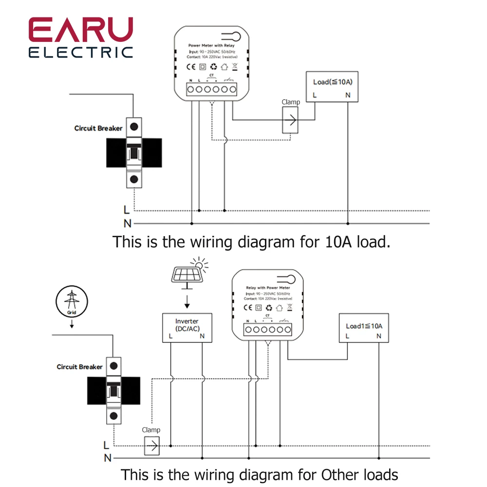 Imagem -05 - App Tuya-medidor de Energia Wi-fi Bilateral Bidirecional Inteligente com Relé Monitor de Consumo de Eletricidade ct Kwh Clamp ac 110v 220v