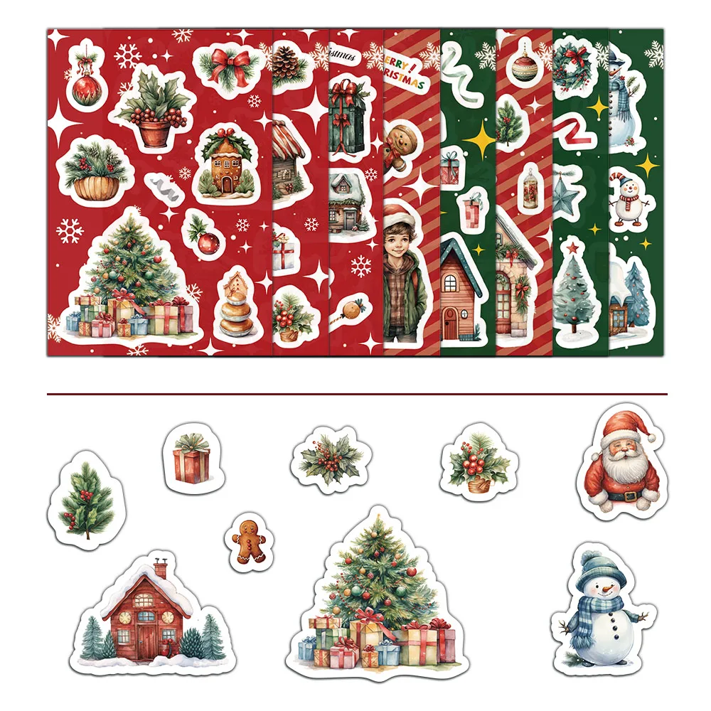 Impermeável Natal série adesivos, presente, bagagem, laptop, 8 pcs