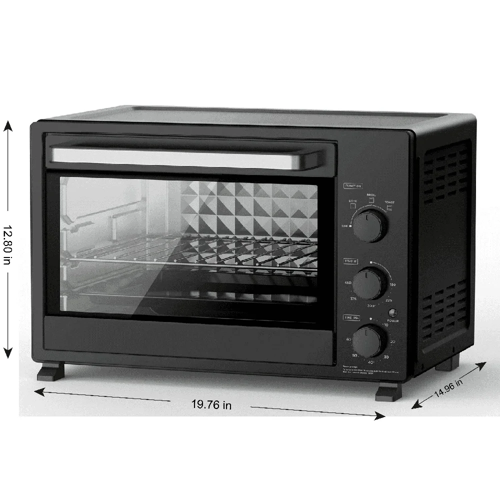 32L Toaster Oven 1500W 6 Slice Family Size Easy Clean Mechanical Control Baking Broiling Toasting with Accessories Crumb Tray