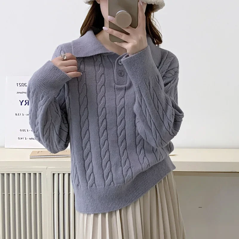 

Thickened Cotton Cashmere Loose Hoodie Sweater Women's 2024 Autumn Winter New Lazy Style Knitted Chic Top