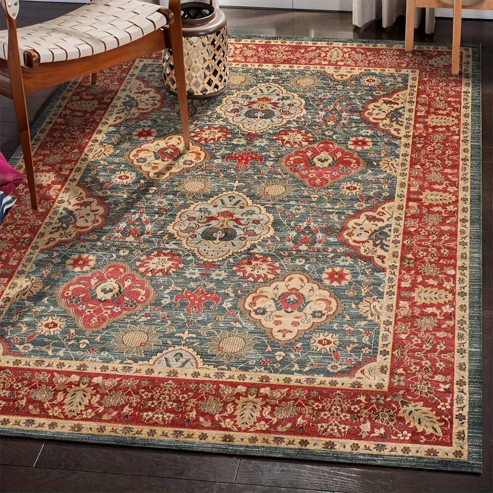 square meter Kitchen Washable Old Carpet Floral Bedroom Rug Vintage Feature Rug Suitable for Office Restaurant Bathr