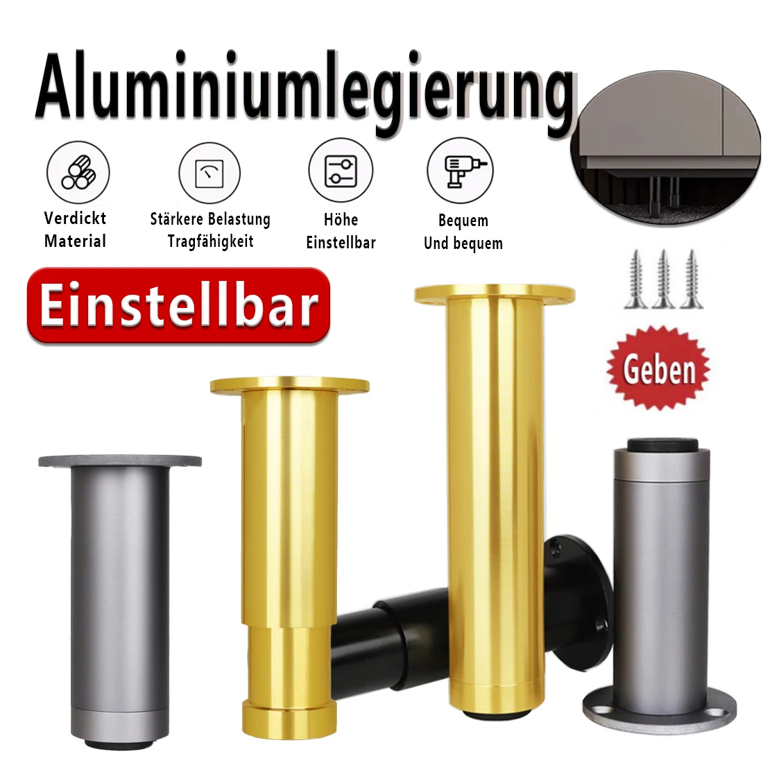 

aluminum alloy furniture cabinet feet table feet cabinet feet Bathroom end table sofa TV cabinet support legs adjustable bed