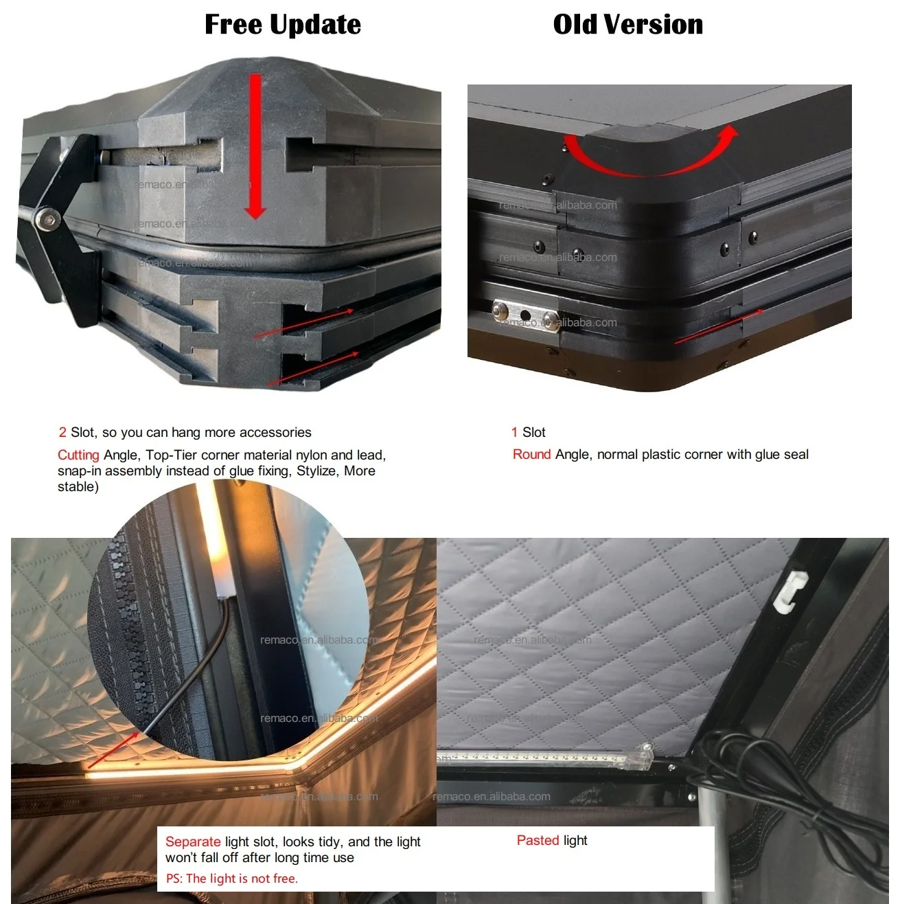 Hot Selling Triangle Slim Aluminum Hardshell Roof Top Tent Outdoor Camping Oxford Fabric Car Rooftop Dachzelt Hardtop in Stock