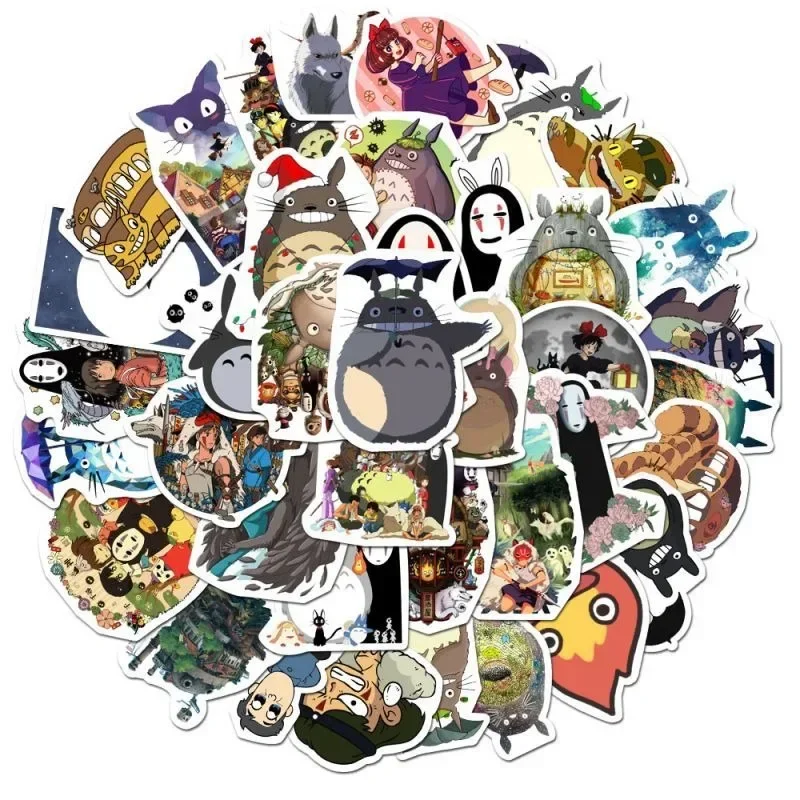 50ชิ้นอะนิเมะ Totoro สติกเกอร์กราฟฟิตีไม่มีใบหน้าการ์ตูนตัวละครน้ำถ้วยกระเป๋าแล็ปท็อปสติกเกอร์ตกแต่งเครื่องเขียน