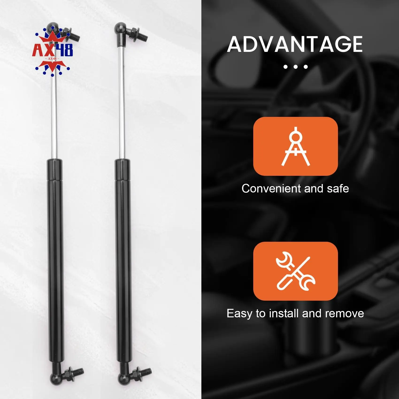 

AX48-2Pcs Bonnet Hood Lift Supports Shock Gas Struts For Nissan Patrol Y61 Y62 1997-2018 Steel 41Cm