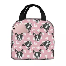 Sacos de almoço para homens mulheres buldogue cão refrigerador térmico portátil escola animal oxford lancheira bolsas