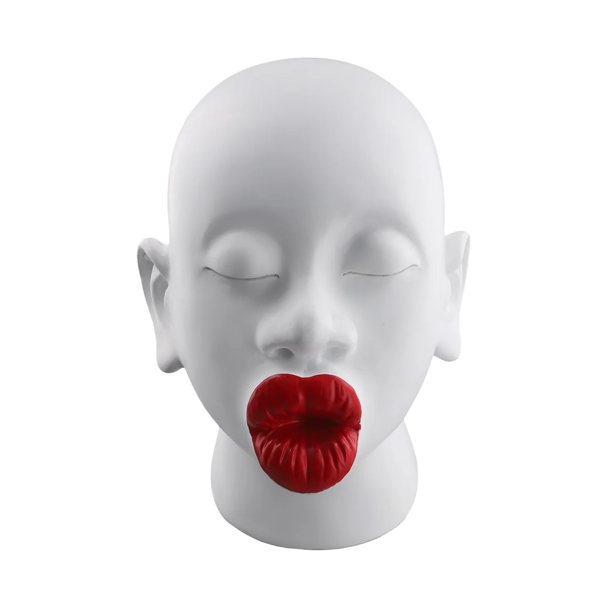 

Red Lip Figure Sculpture Creative Living Room Bookshelf Art Room Decor Modern Face Home Decoration White