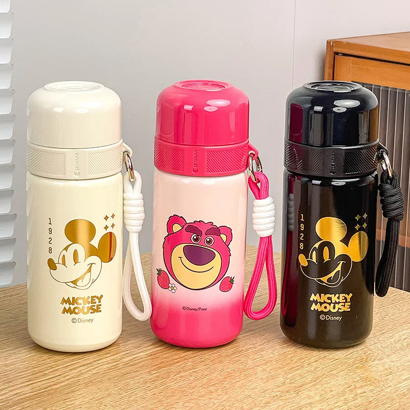 Nowy kubek termiczny Mickey Mouse Lotso Disney śliczny studencki kubek do kawy Cartoon przenośny bezpośredni picie stal nierdzewna podwójny 400ml