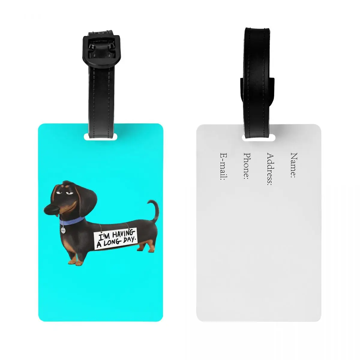 Custom Kawaii Dachshund Luggage Tag Sausage Badger Wiener Dog Suitcase Baggage Privacy Cover ID Label