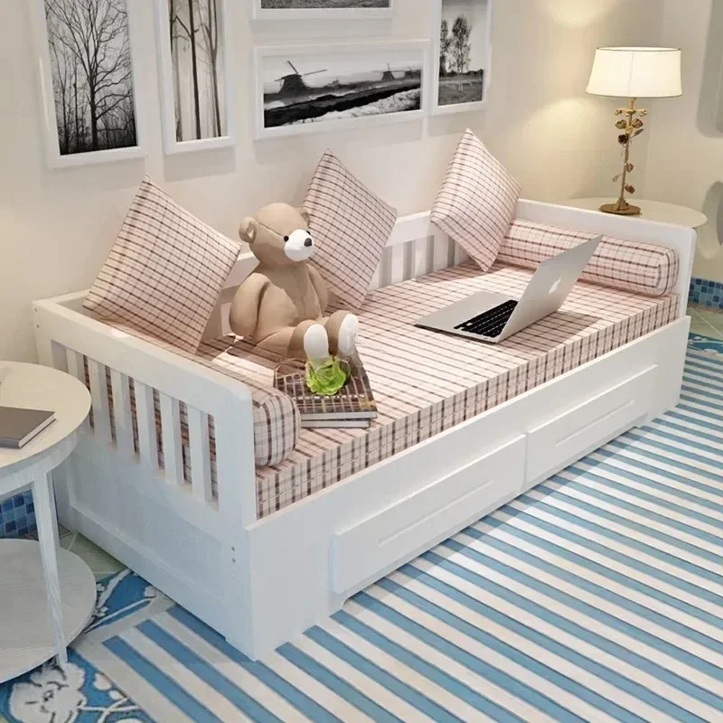 

Solid Wood Sofa Bed Living Room Foldable Multifunctional Dual-Use Single