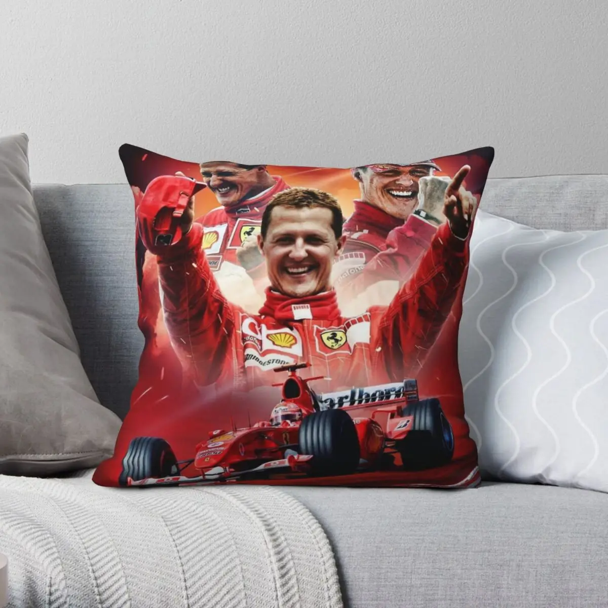 Michael Schumacher Square Pillowcase Polyester Linen Velvet Creative Zip Decor Pillow Case Sofa Seater Cushion Cover 45x45