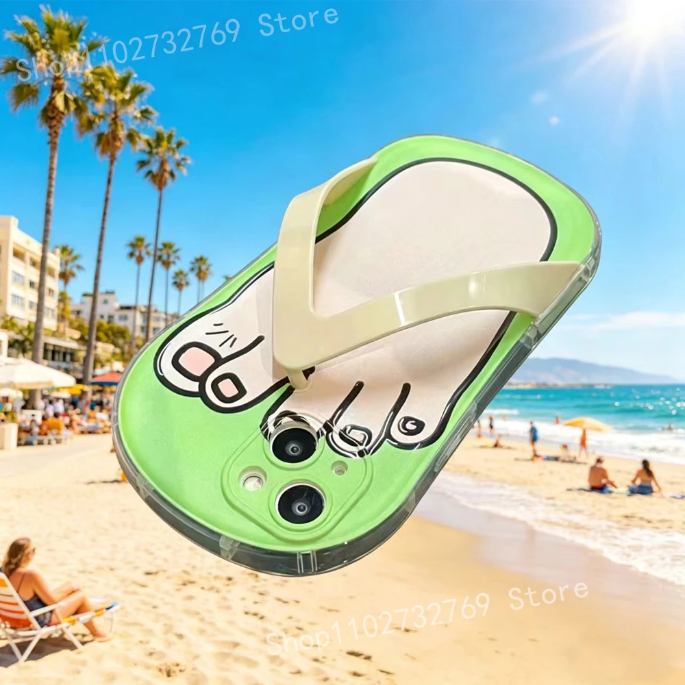 Korea Cute 3D Funny Foot Semi transparent Phone Case For 15 14 13 12 Pro Max  Funny Slipper Cover Free Cleaning Wipes Included