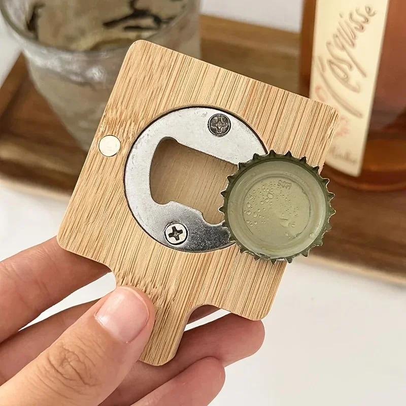 35pcs Blank DIY Bamboo Bottle Opener for Wedding Favors Beer Openers Hand Paint Refrigerator Magnet Wedding Gifts Bottle Opener