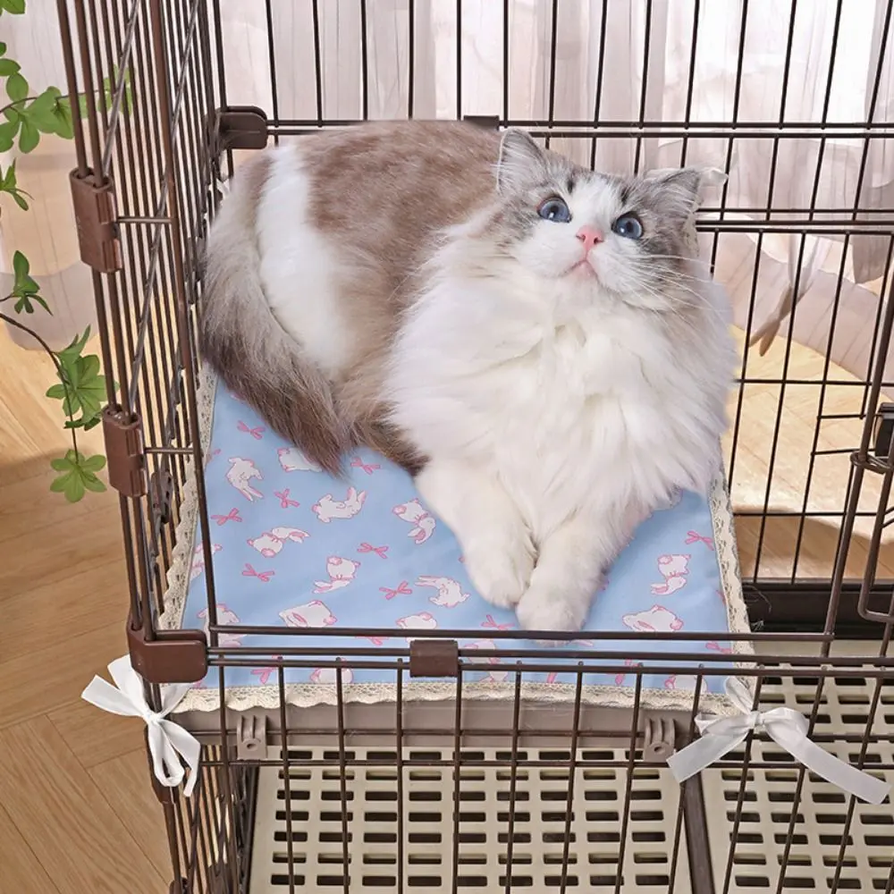 

Cartoon Ice Silk Dogs Mat Pad Foldable Keep Cooling Pet Cat Cooling Mat Waterproof Breathable Dog Crate Sleep Bed