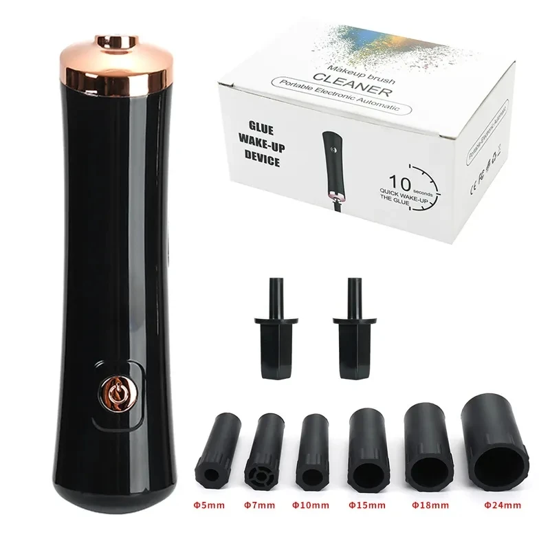 Electric Eyelash Glue Shaker for Nail Polish Tattoo Ink Pigment Liquid Shaking Machine with 2pcs Connector 6pcs Glue Cover Die