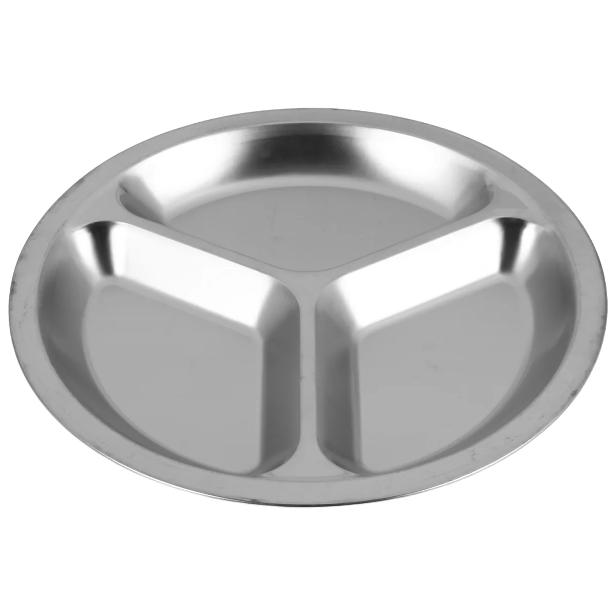 

A24P Stainless Steel 3 Sections Round Divided Dish Snack Dinner Plate Diameter 24Cm