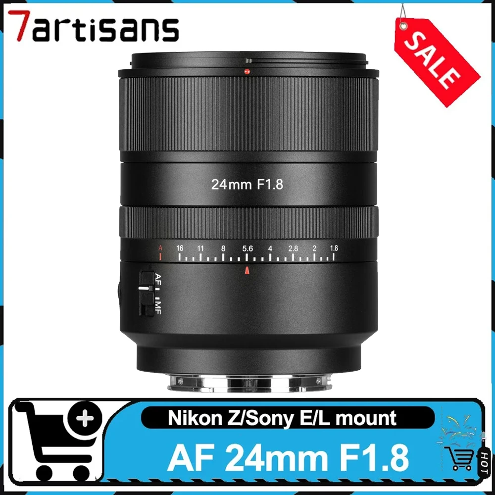 7artisans AF 24mm F1.8 Widea Angle Auto Focus Lens Full Frame Large Aperture Portrait Photography Lens for Sony Nikon Leica
