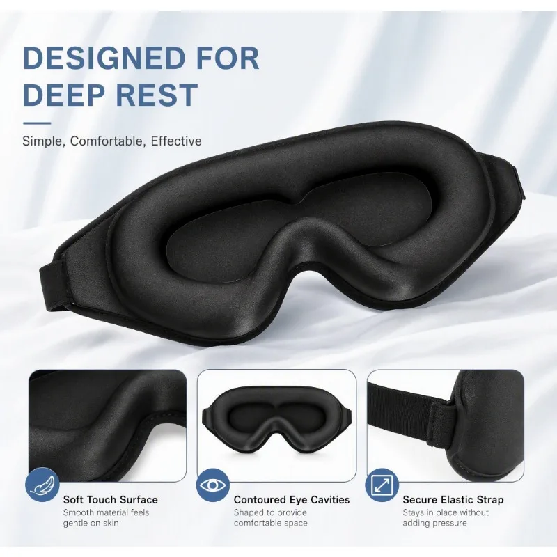 Eye Mask for Sleeping - 3D Sleep Mask Light Blocking - Adjustable Strap ,With Foam Earplugs